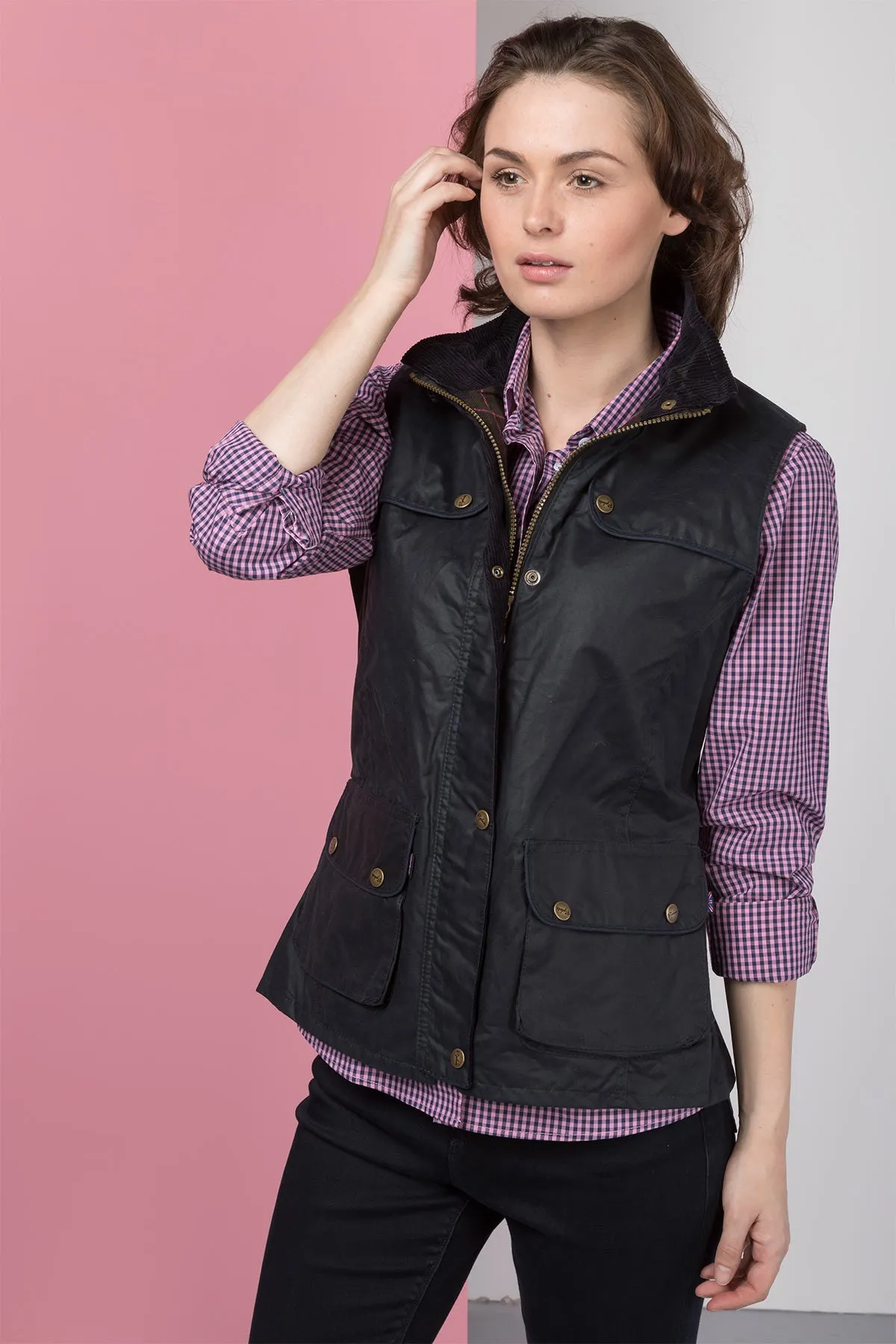 Ladies Panel Wax Waistcoat with Elasticated Back