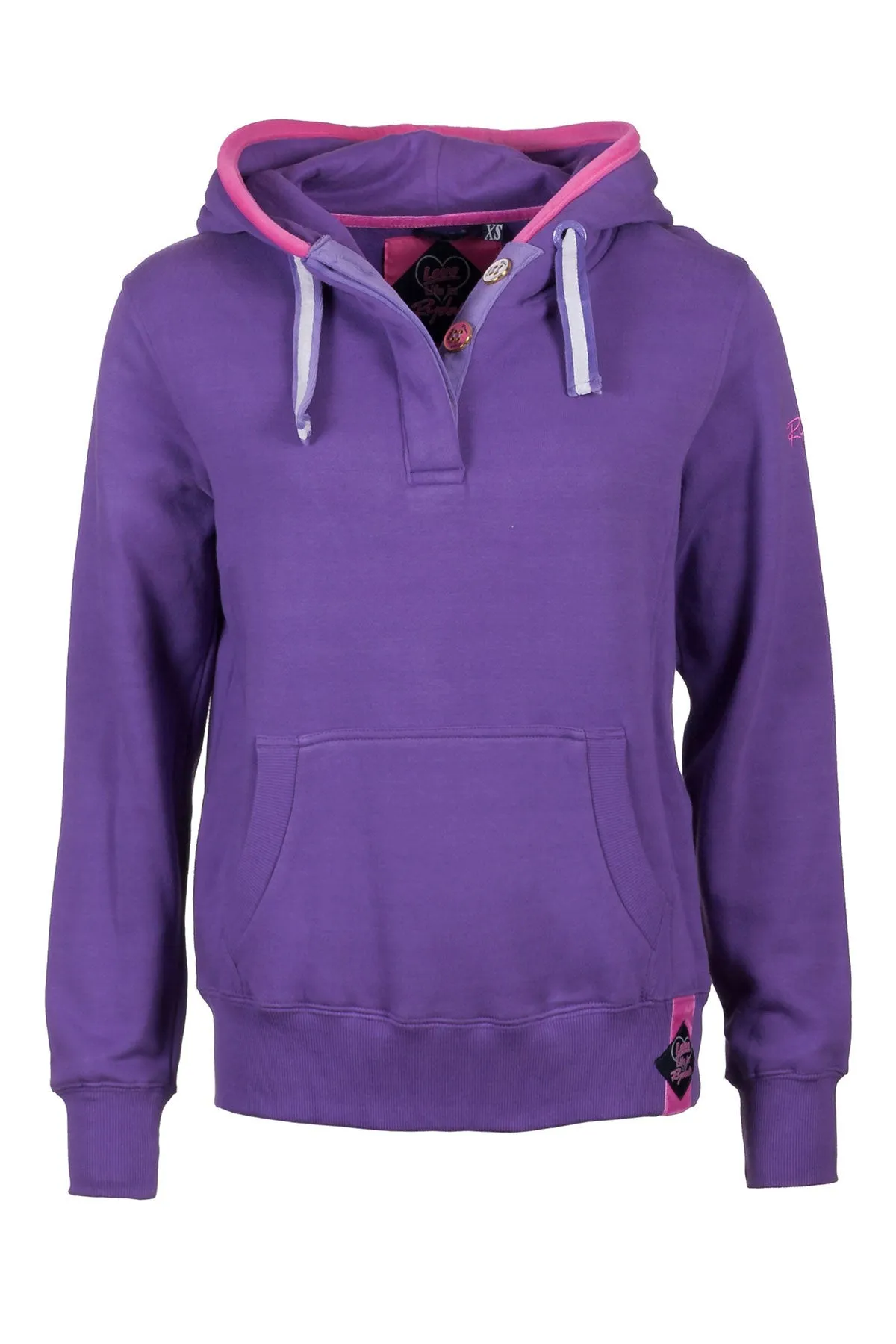 Ladies Plain Button Neck Hoody