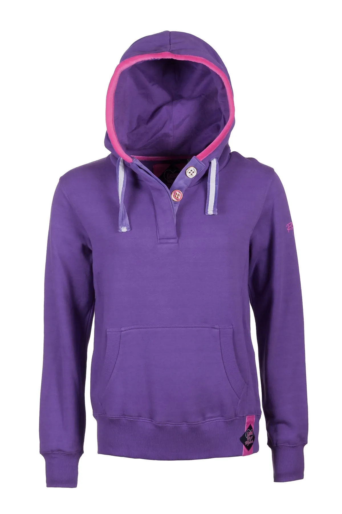 Ladies Plain Button Neck Hoody