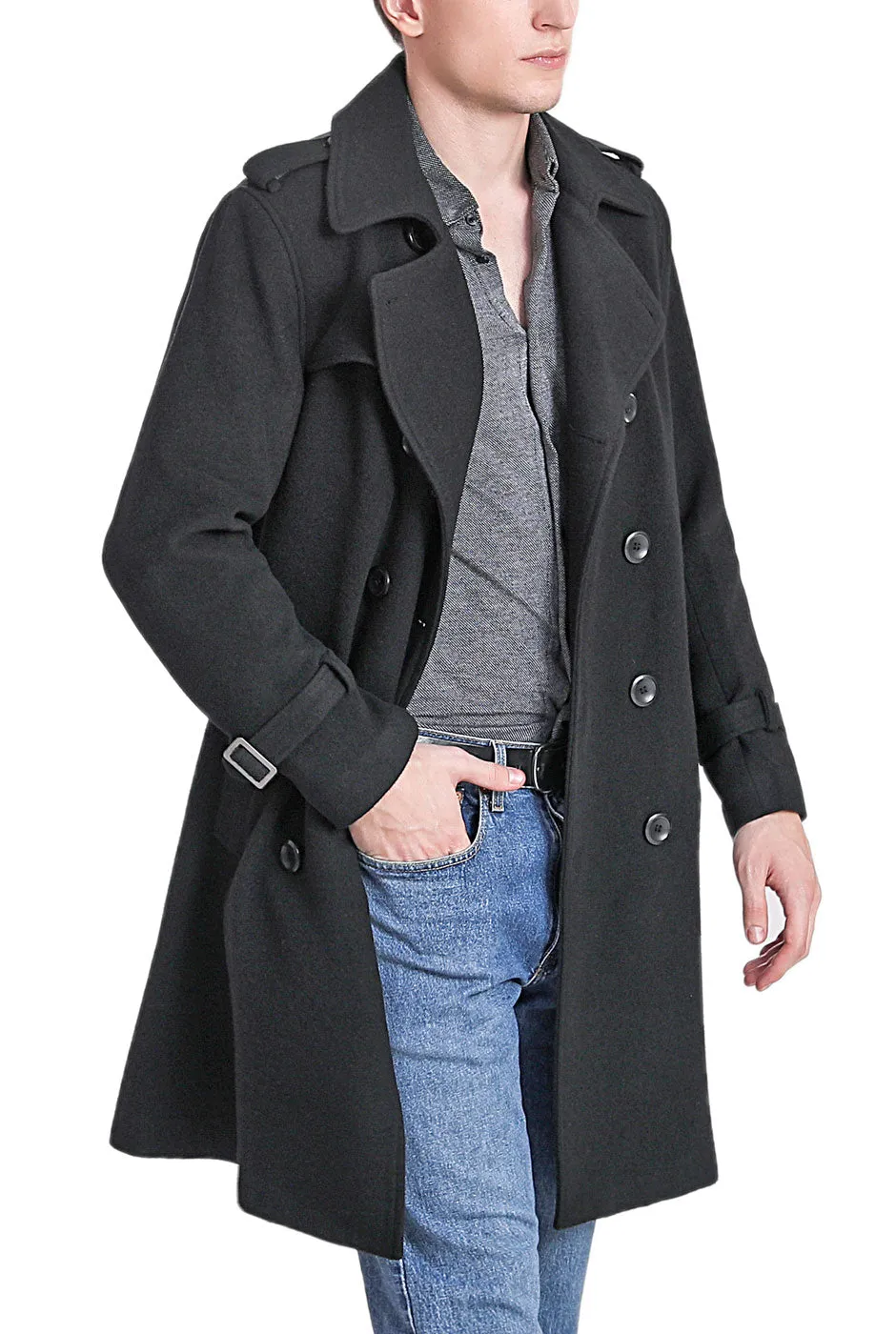 Landing Leathers Men Jake Cashmere Wool Blend Trench Coat