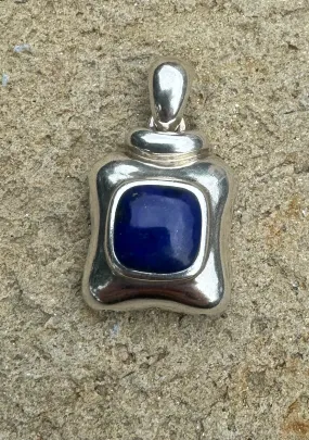 Lapis and Sterling Silver Square Pendant 15x25mm