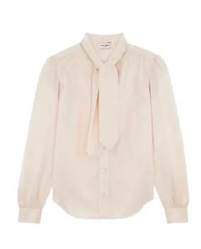 LAVALLIÈRE-NECK SILK-SATIN BLOUSE