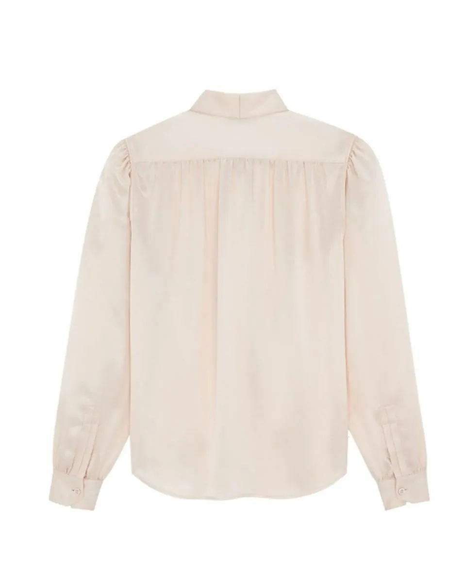 LAVALLIÈRE-NECK SILK-SATIN BLOUSE