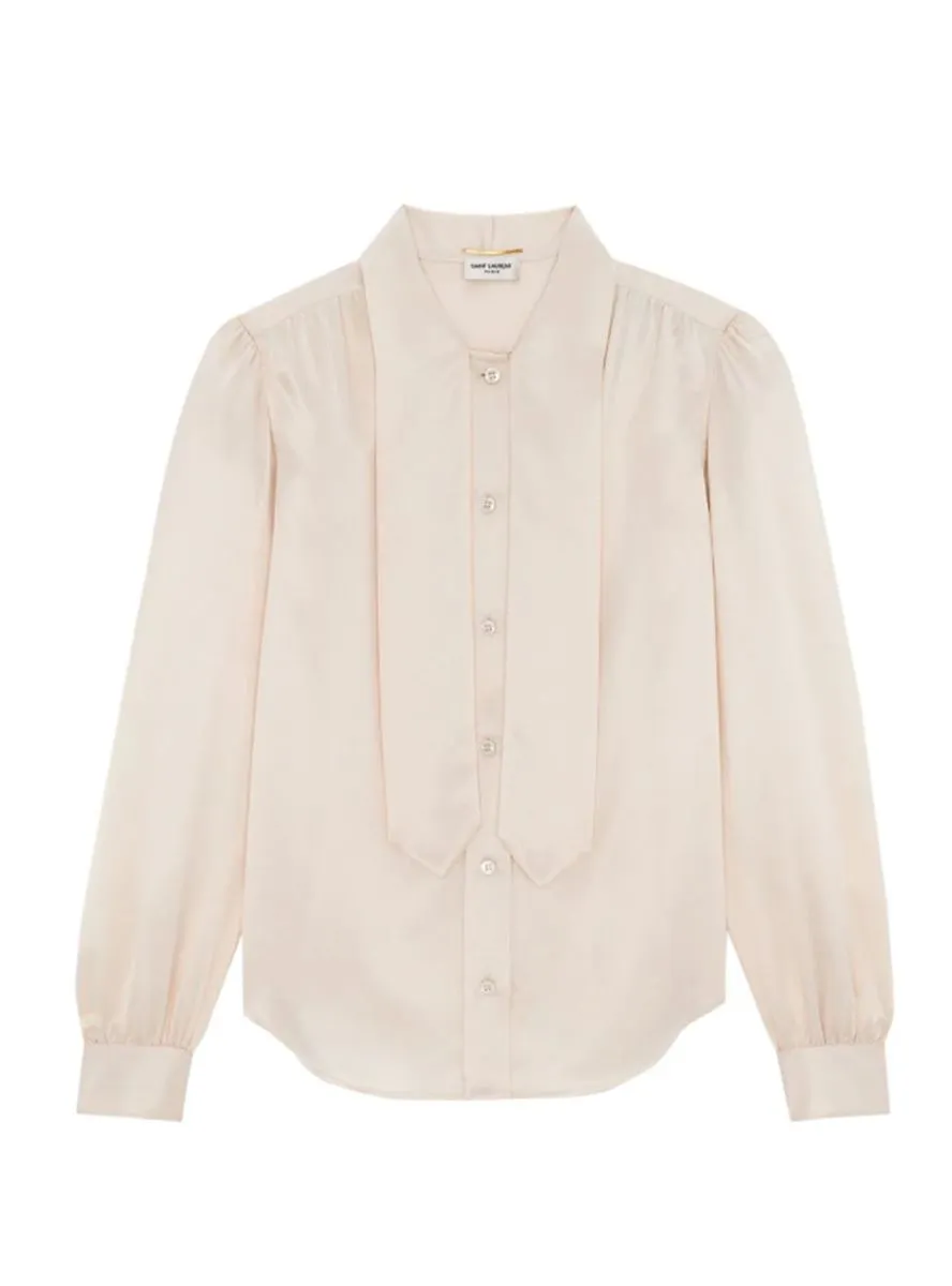 LAVALLIÈRE-NECK SILK-SATIN BLOUSE