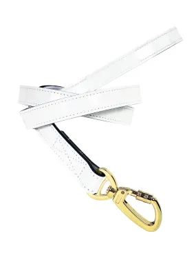 Leap Frog Dog Leash in White Patent & Gold