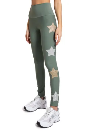 Leggings Oliva a vita alta con stelle