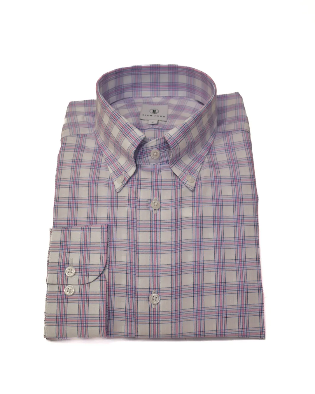 Liam John Pink and Blue Windowpane Sport Shirt