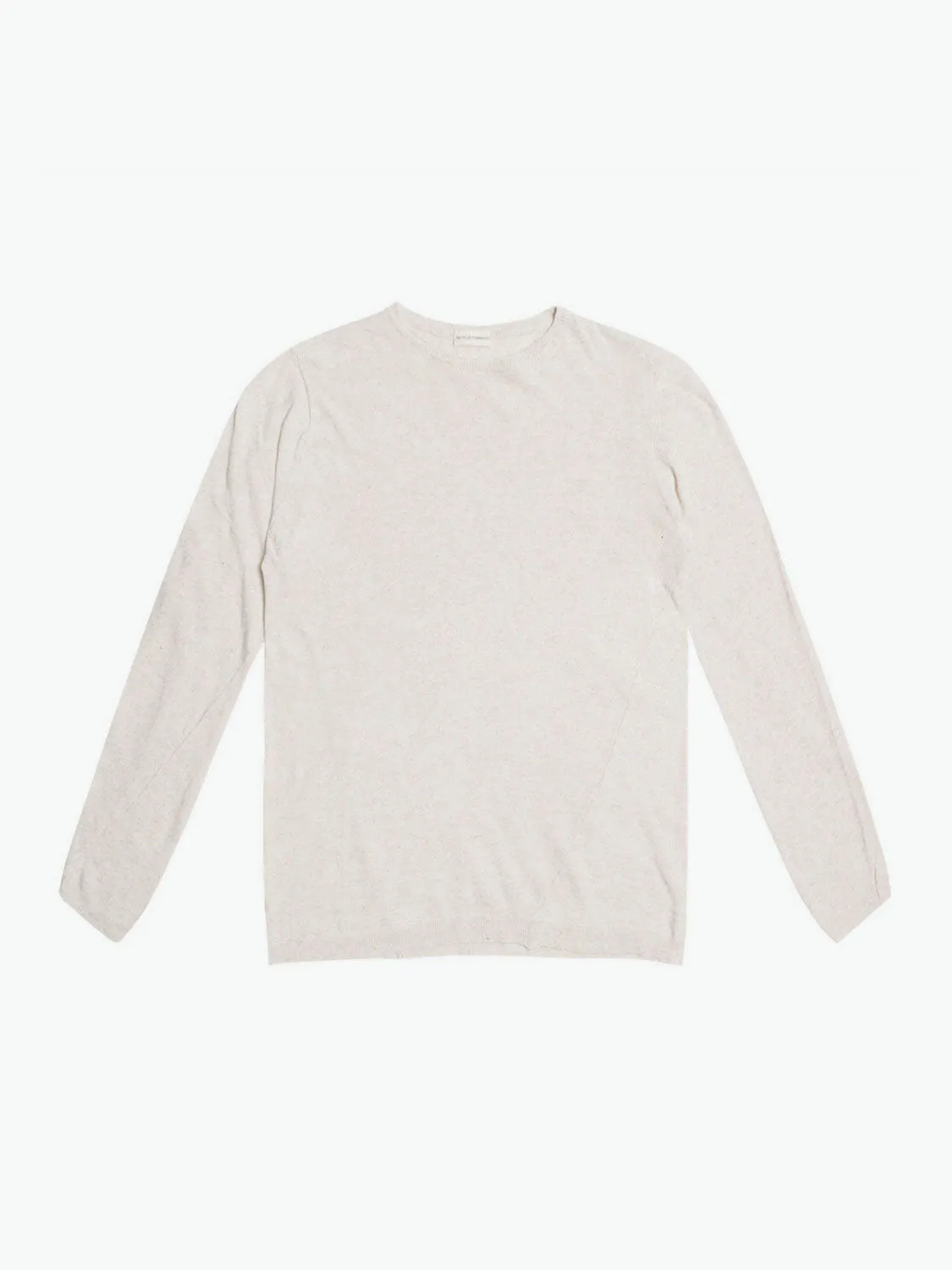 Linen Blend Crew Neck Knitted Sweater Beige