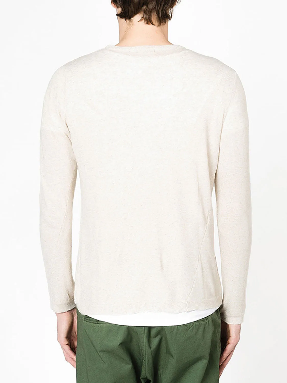 Linen Blend Crew Neck Knitted Sweater Beige