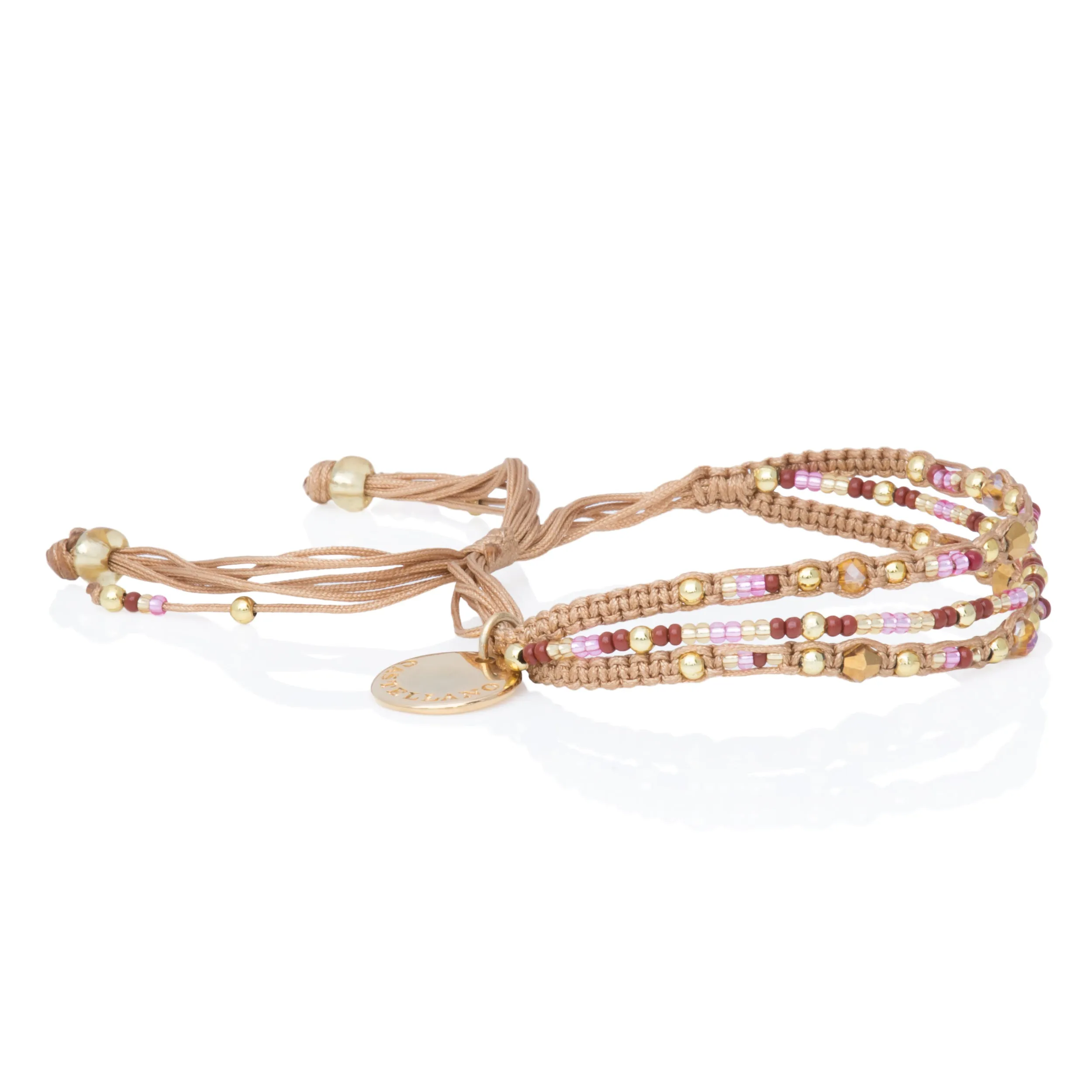 Love Yourself - Beaded Bracelet - Beige/Gold