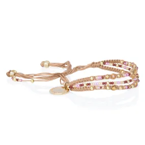 Love Yourself - Beaded Bracelet - Beige/Gold