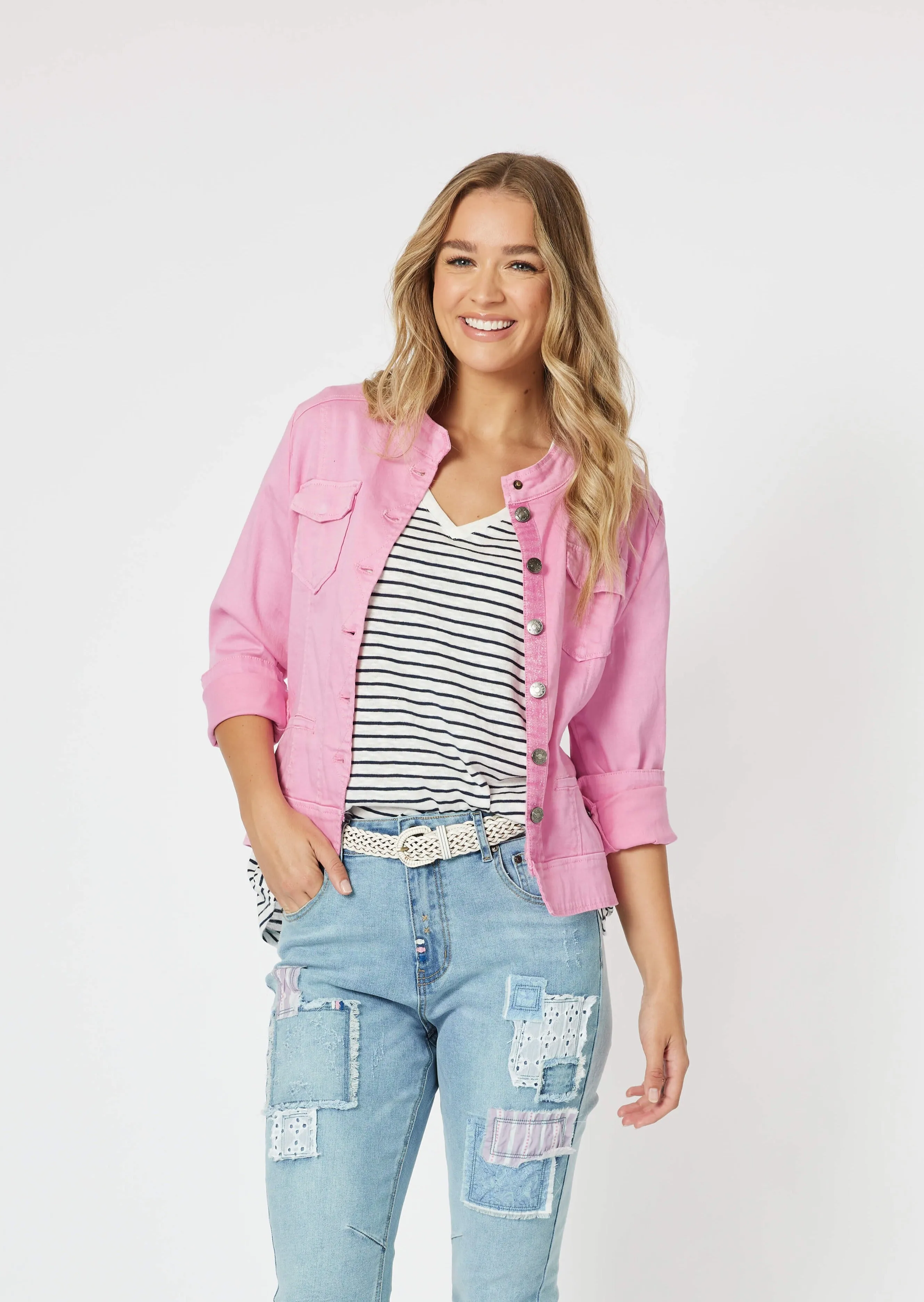 Maggie Denim Jacket - Flamingo