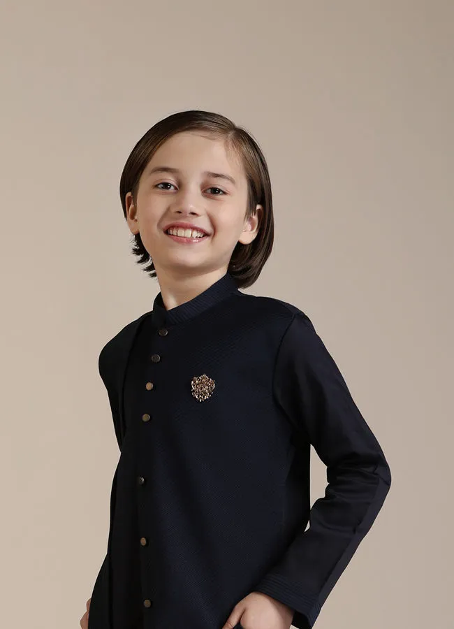 Manyavar Boys Dark Blue Kurta Set