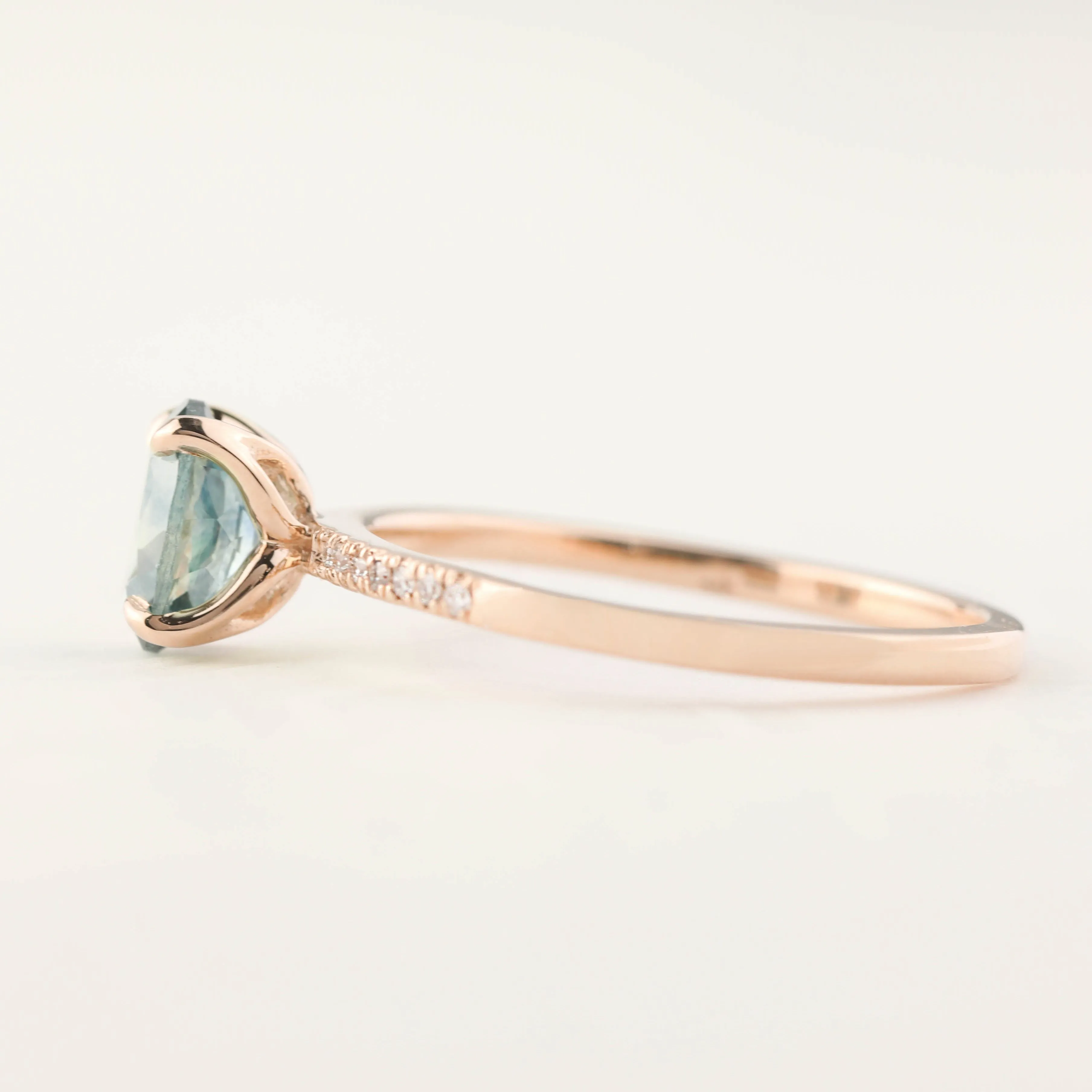 Maria Ring - 1.00ct Teal Blue Montana Sapphire 14k Rose Gold (One of a kind)