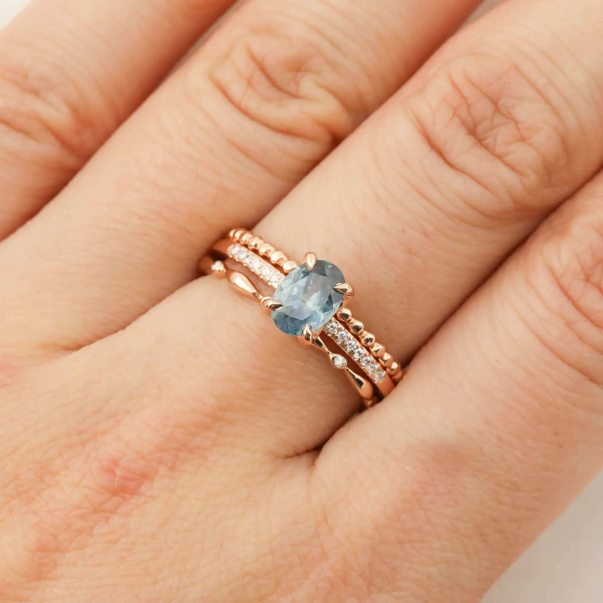 Maria Ring - 1.00ct Teal Blue Montana Sapphire 14k Rose Gold (One of a kind)