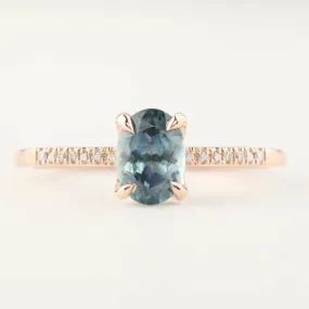 Maria Ring - 1.00ct Teal Blue Montana Sapphire 14k Rose Gold (One of a kind)