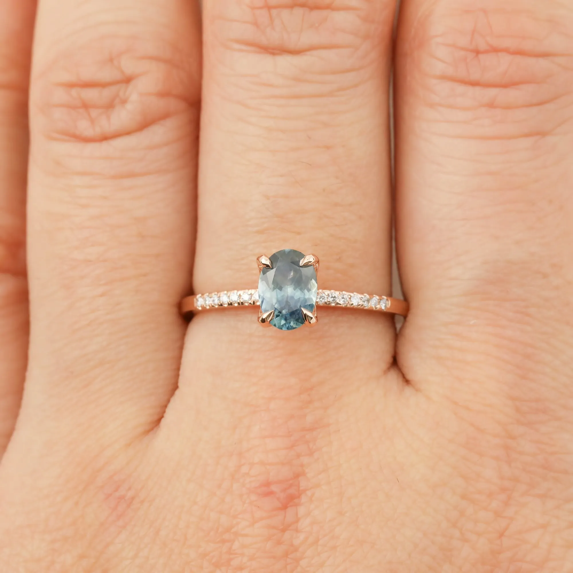 Maria Ring - 1.00ct Teal Blue Montana Sapphire 14k Rose Gold (One of a kind)