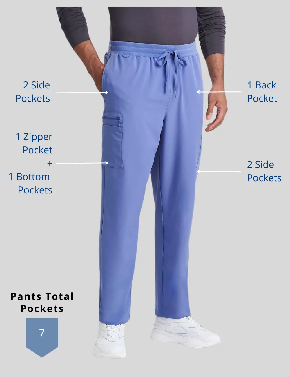 Mens 7-Pocket Straight Leg Scrub Pants