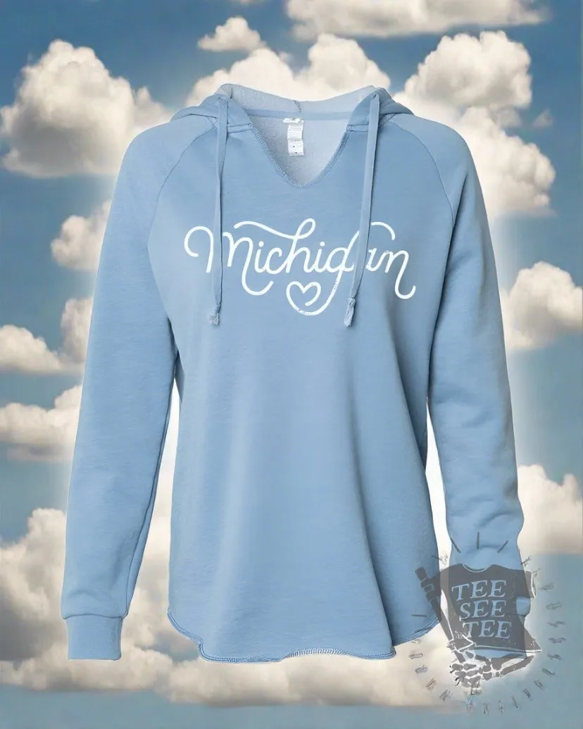 MI Heart™ Womens Garment Dyed Hoodie | Tee See Tee Exclusive