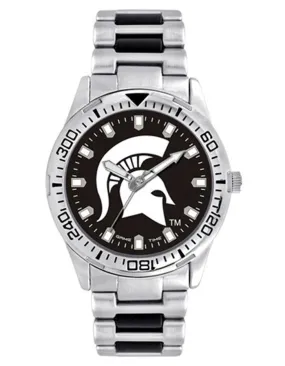 Michigan State University Logo Mens Heavy Hitter Watch - Black Dial - Bracelet