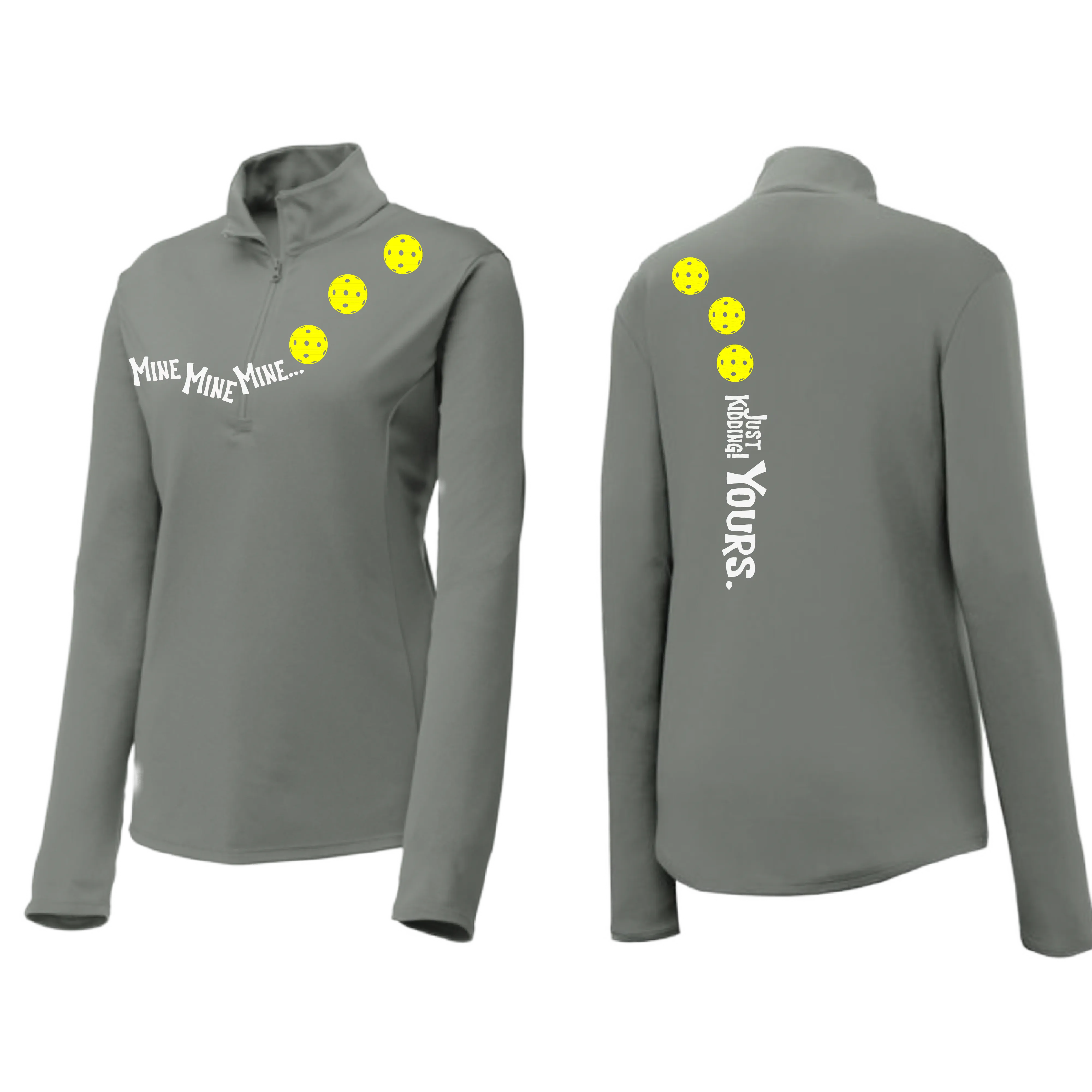 Mine JK Yours (Pickleball Colors Orange Yellow or Red) | Women's 1/4 Zip Pickleball Pullover | 100% Polyester