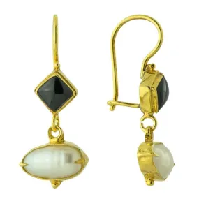 Modish Onyx and Pearl Earrings