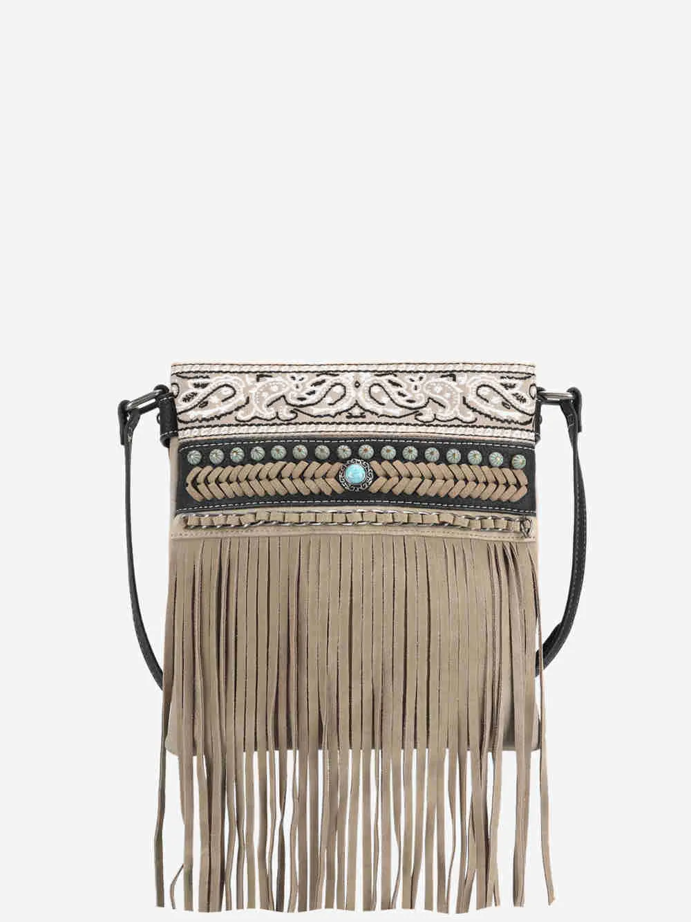 Montana West Embroidered Fringe Concealed Carry Crossbody Bag