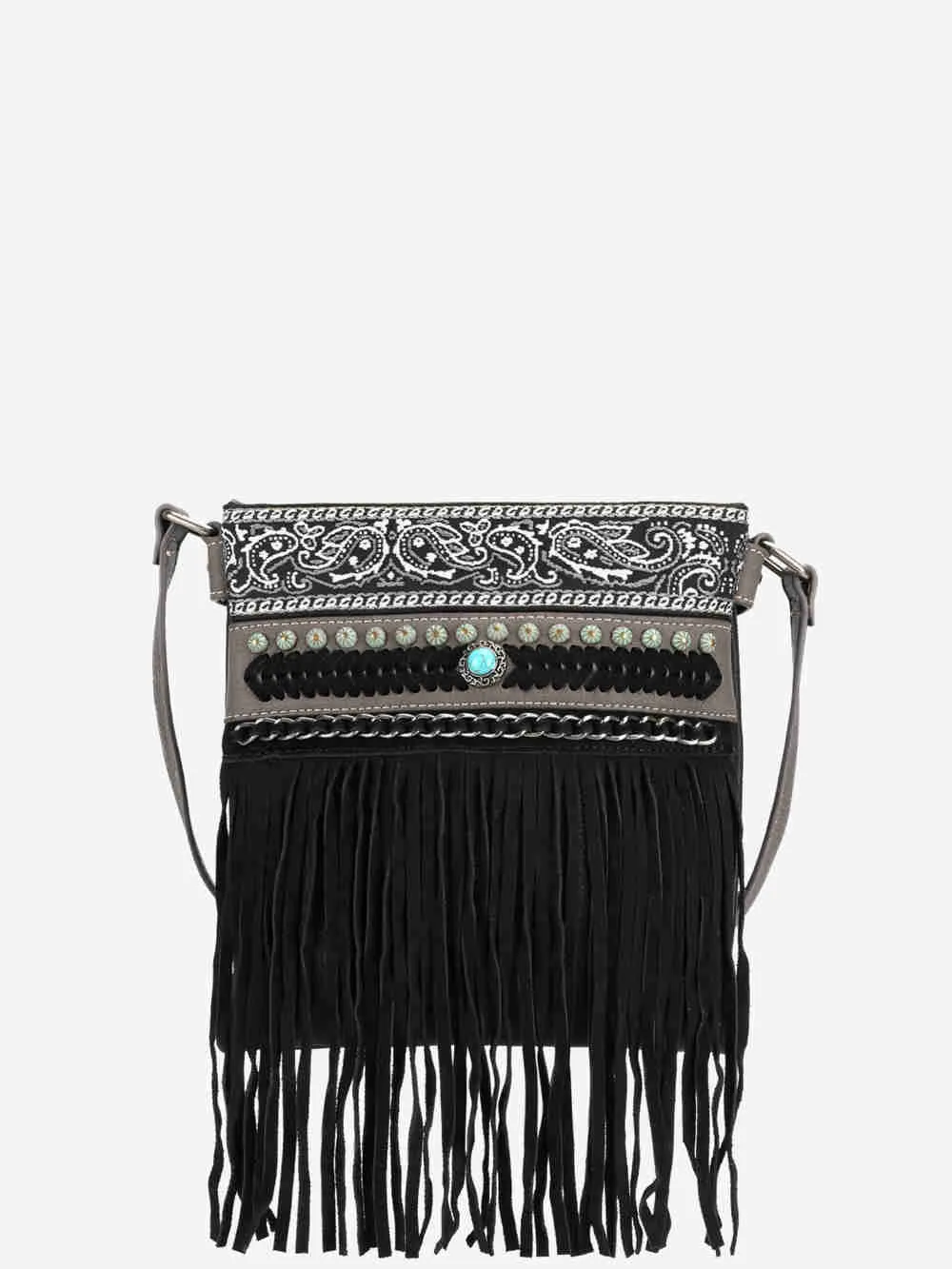 Montana West Embroidered Fringe Concealed Carry Crossbody Bag