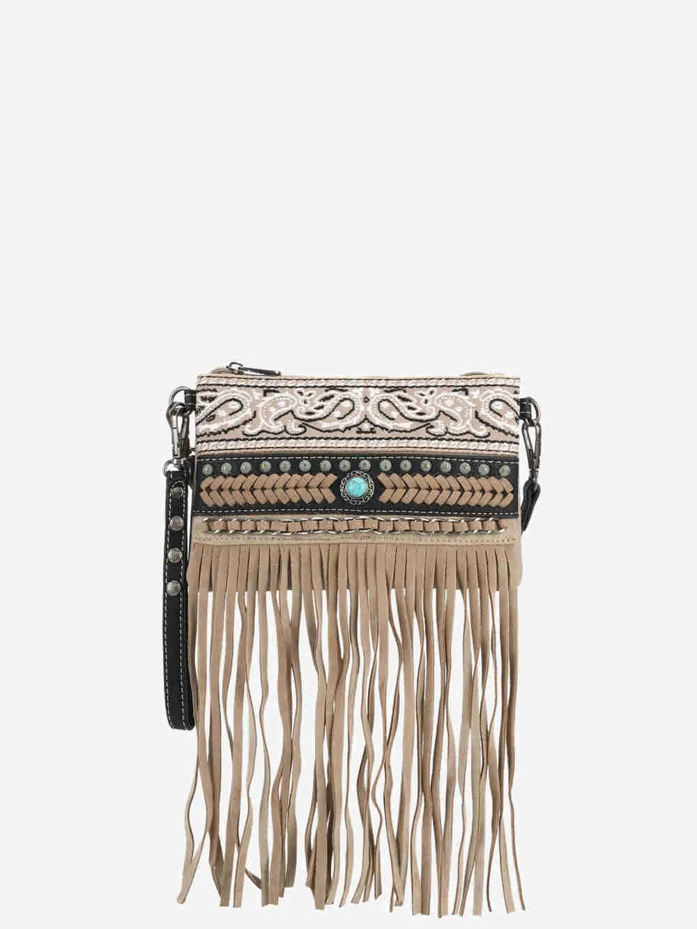 Montana West Embroidered Fringe Concealed Carry Crossbody Bag