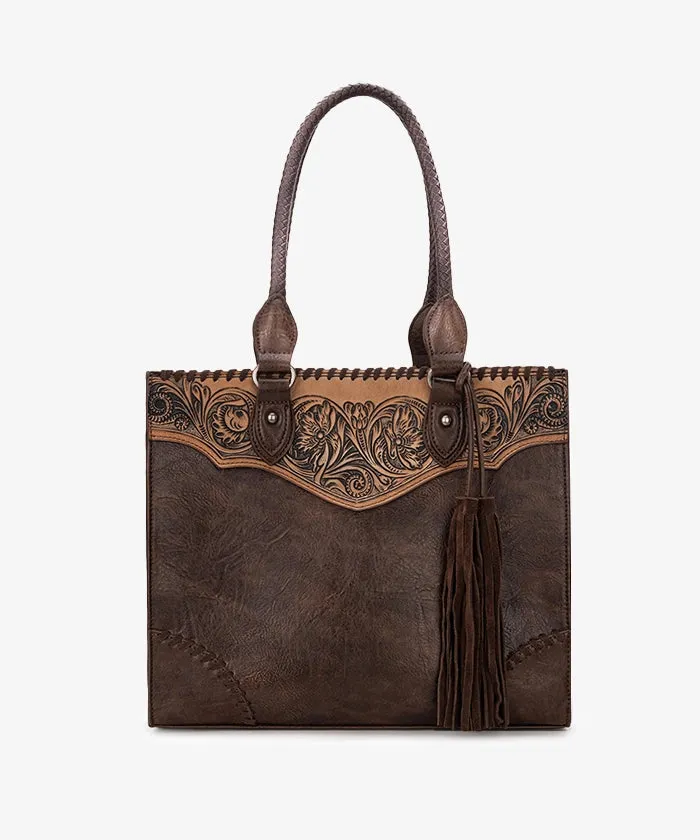 Montana West Tooled Fringe Tote Bag