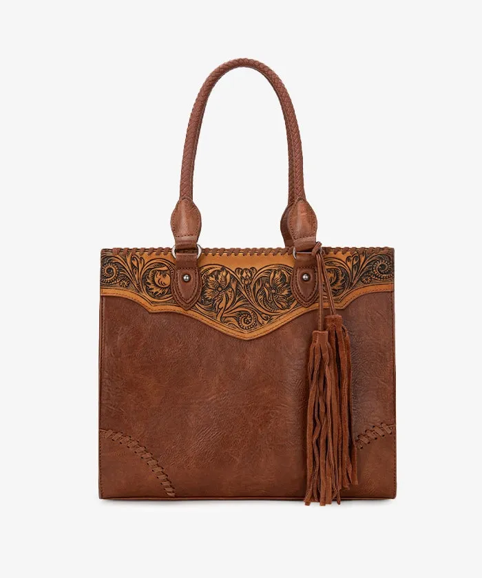 Montana West Tooled Fringe Tote Bag