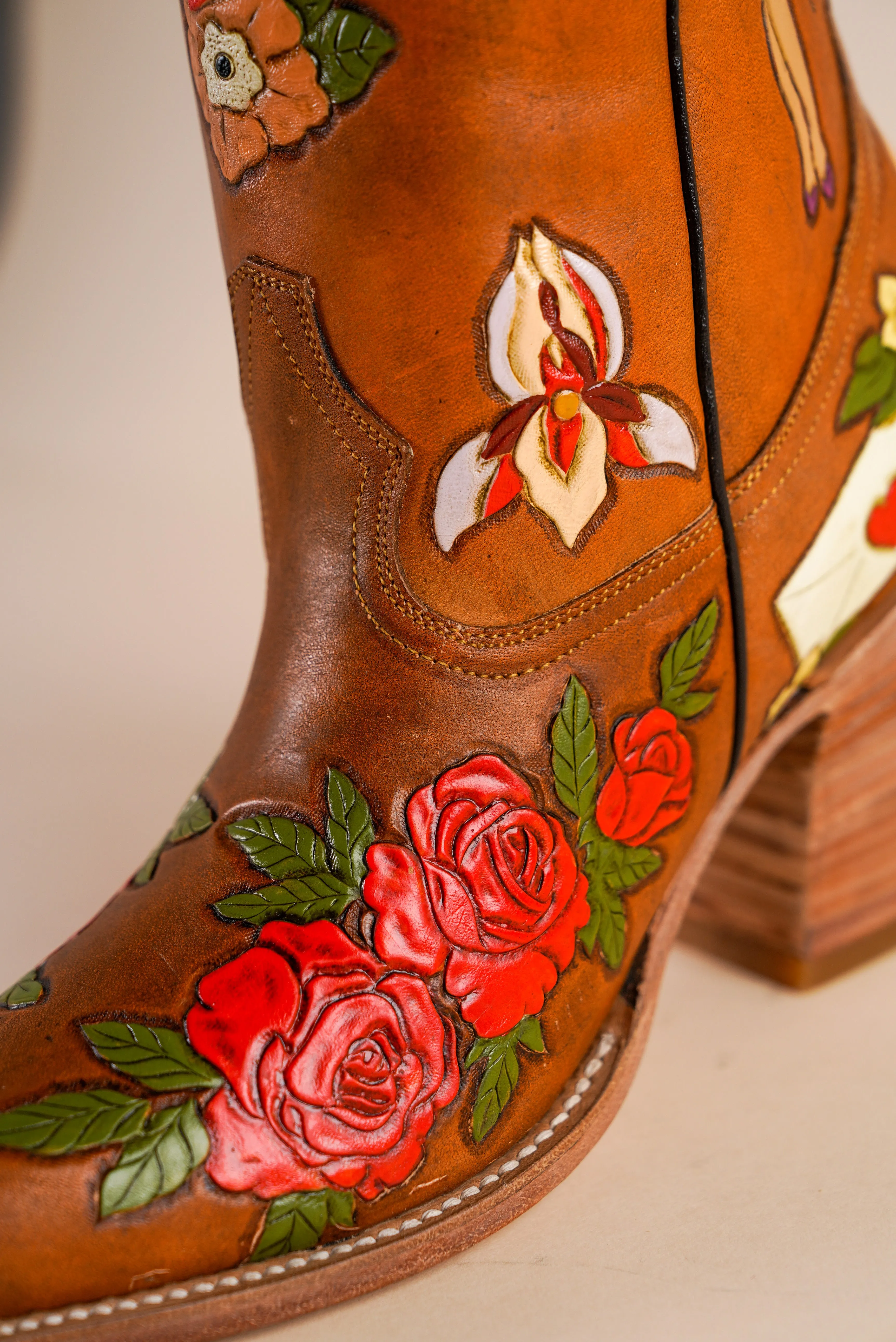 My Body My Choice Doodle Cowboy Boot in Caramel