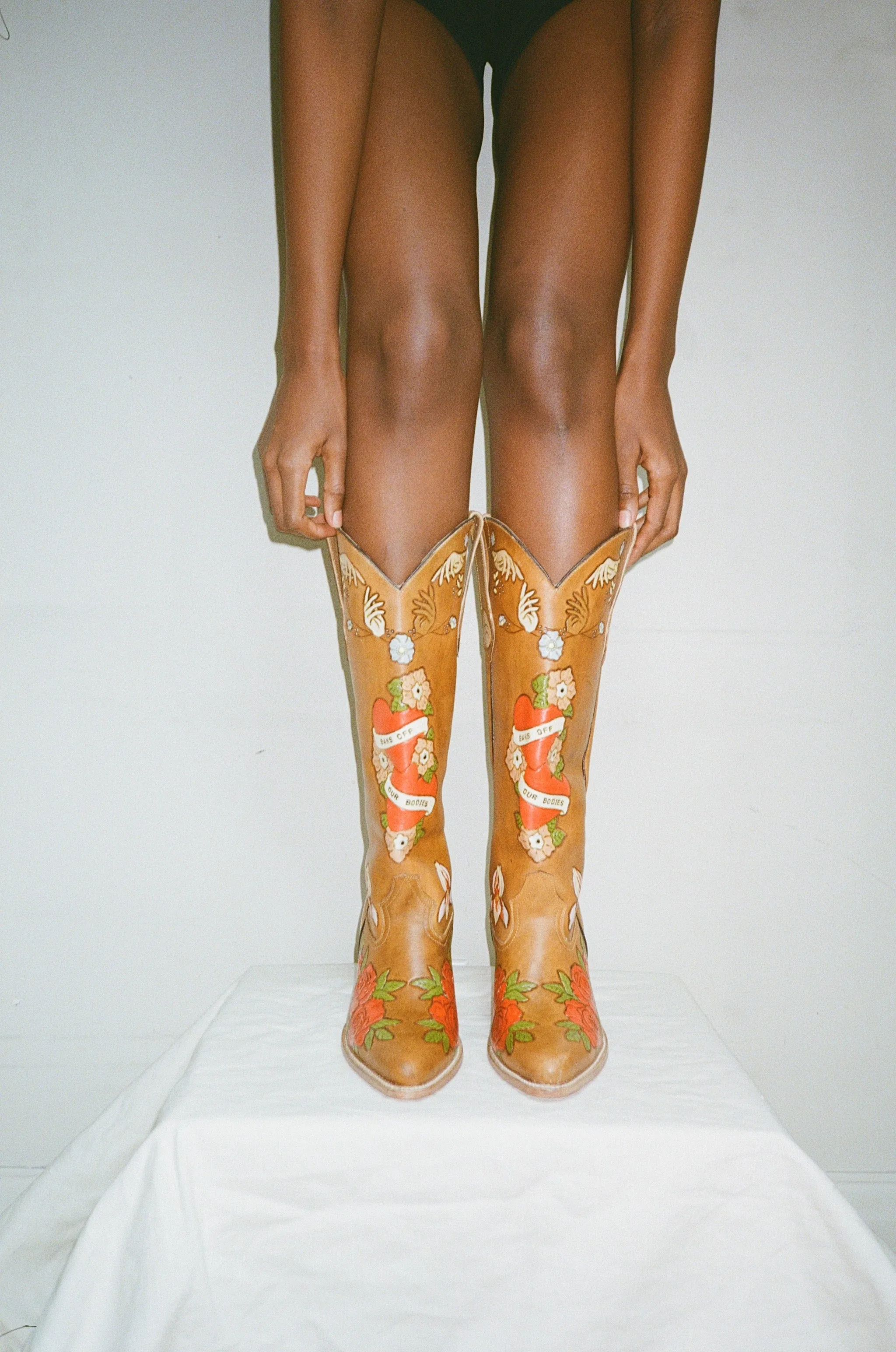 My Body My Choice Doodle Cowboy Boot in Caramel