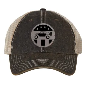 Off Road 4WD Leatherette Patch 6 Panel Unstructured Low Profile Mesh Back Old Favorite Trucker Caps - For Men and Women