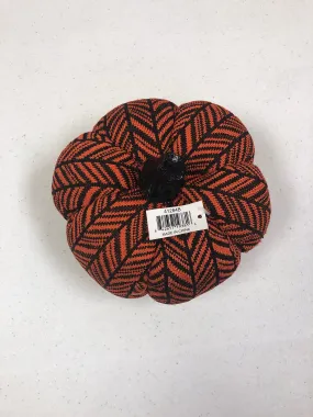 Orange and Black Cloth Resin Herringbone Pumpkin