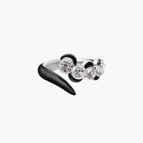 Oui Open Ring with Black Enamel