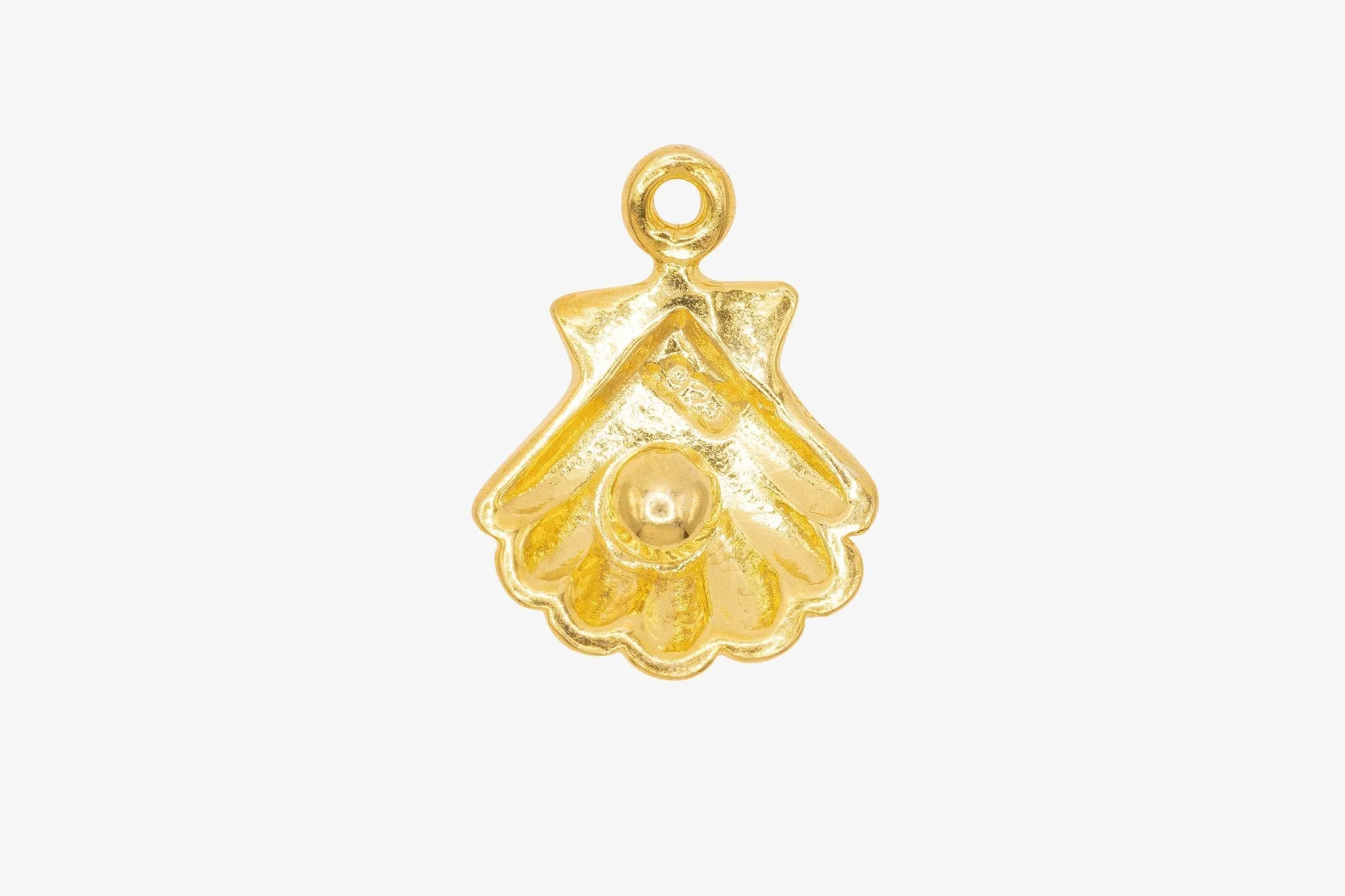 Oyster Shell Charm Wholesale 14K Gold, Solid 14K Gold, G154