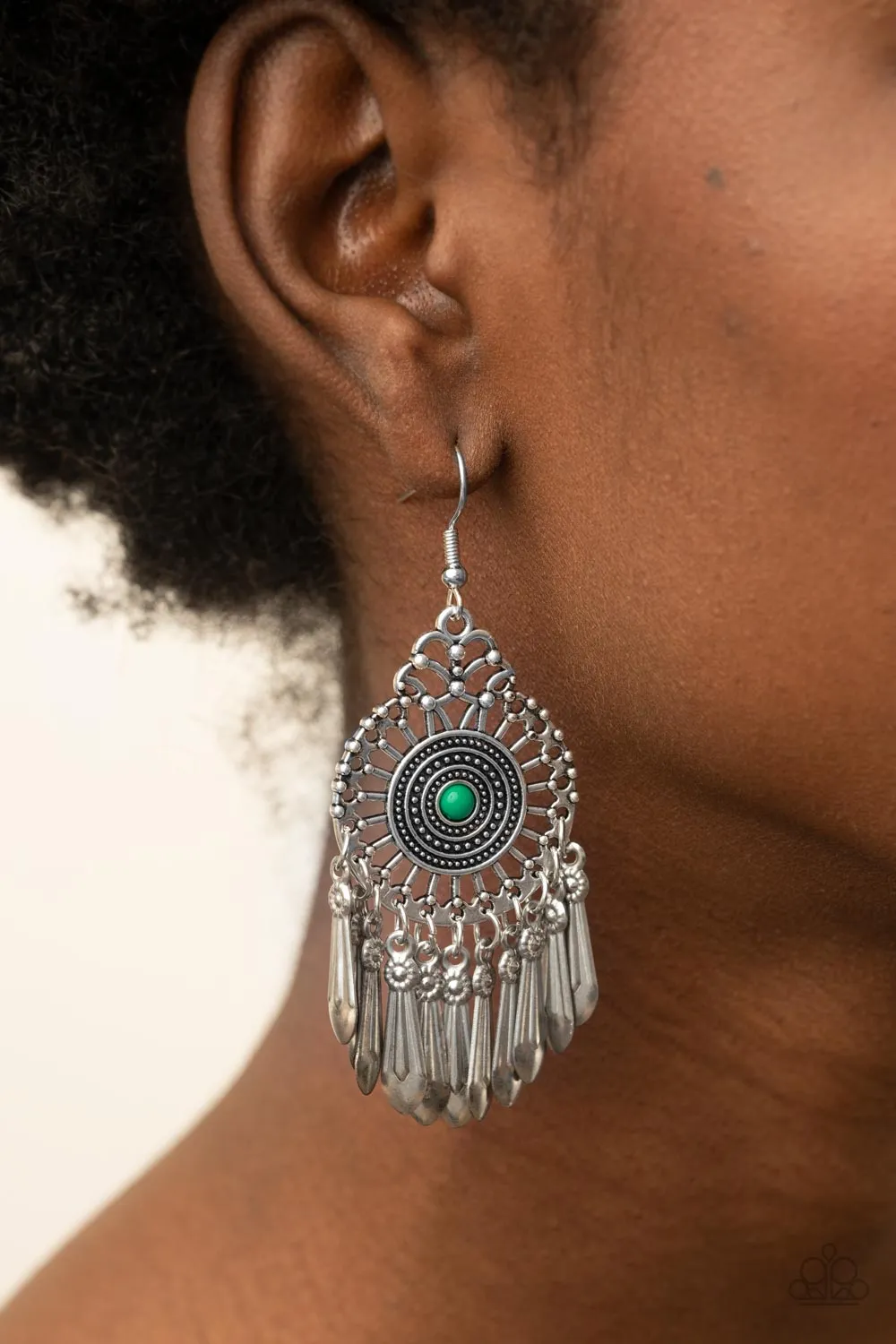 Paparazzi Dream A Little DREAMCATCHER - Green Earrings