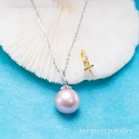 Pe011061  DIY 9-12mm Natural Freshwater pearl pendant accessory 925 sterling silver engagement jewelry necklace for women