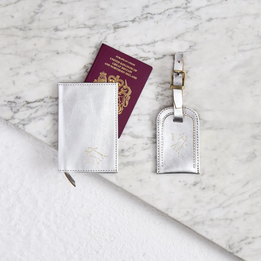 Personalised Leather Passport Cover And Luggage Tag Set With Name