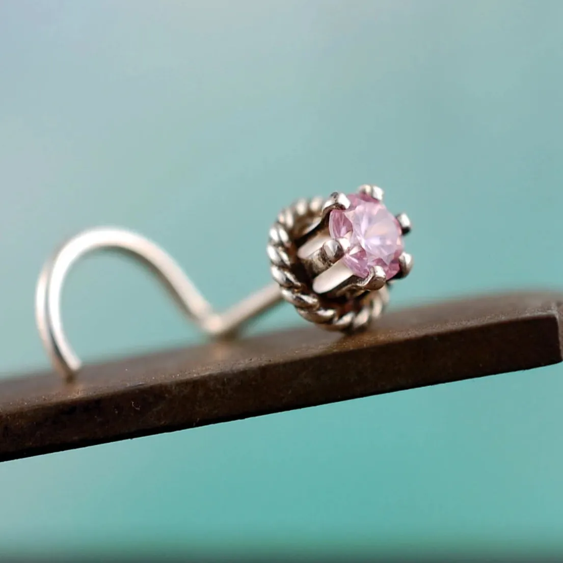 Pink Crown Nose Stud