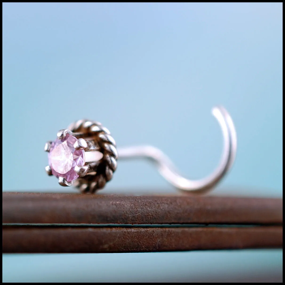 Pink Crown Nose Stud