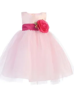 Pink Flower Girl Dress w/ Choice of Flower & Sash (12-90P)