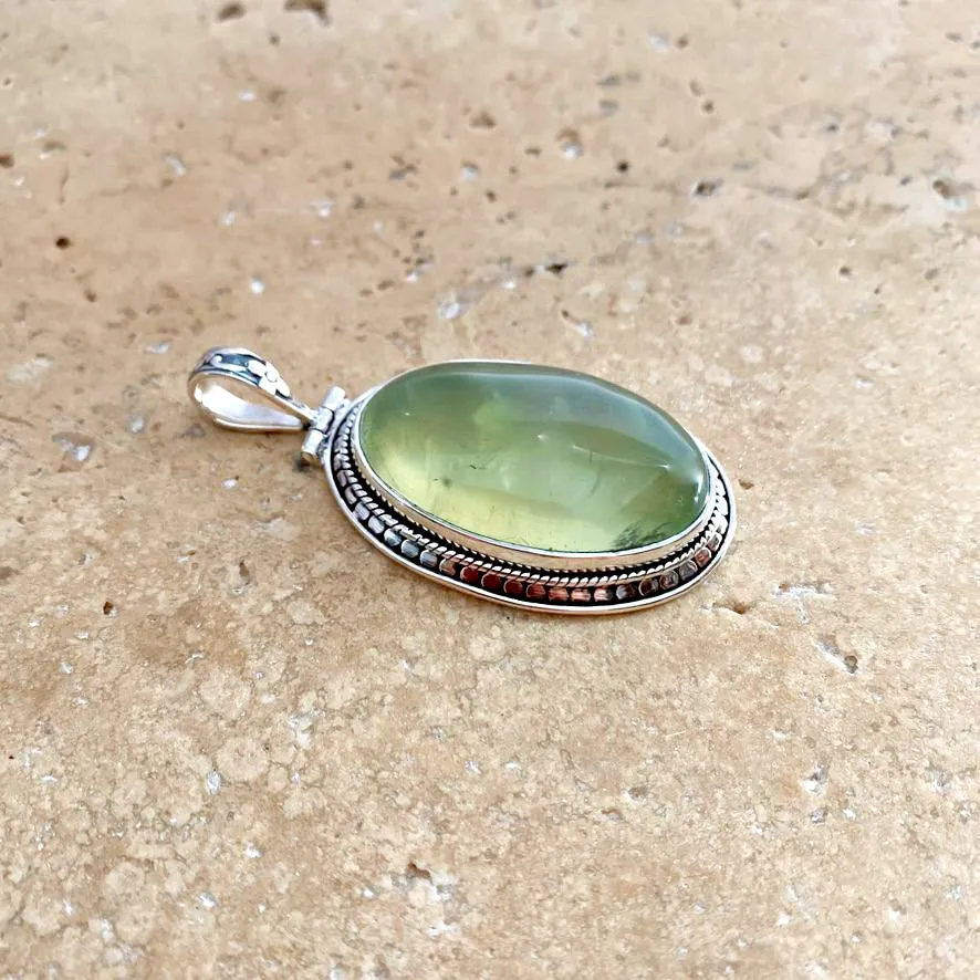 Prehnite Large Oval Pendant - Tulsi