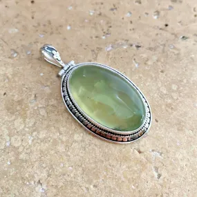 Prehnite Large Oval Pendant - Tulsi