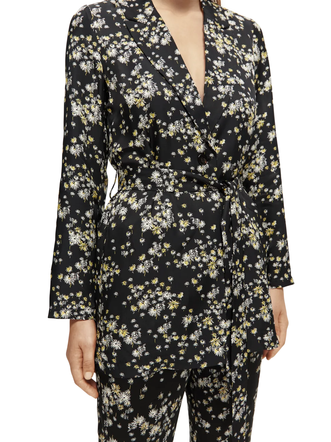 Printed Drapey Blazer | Dandelion Black