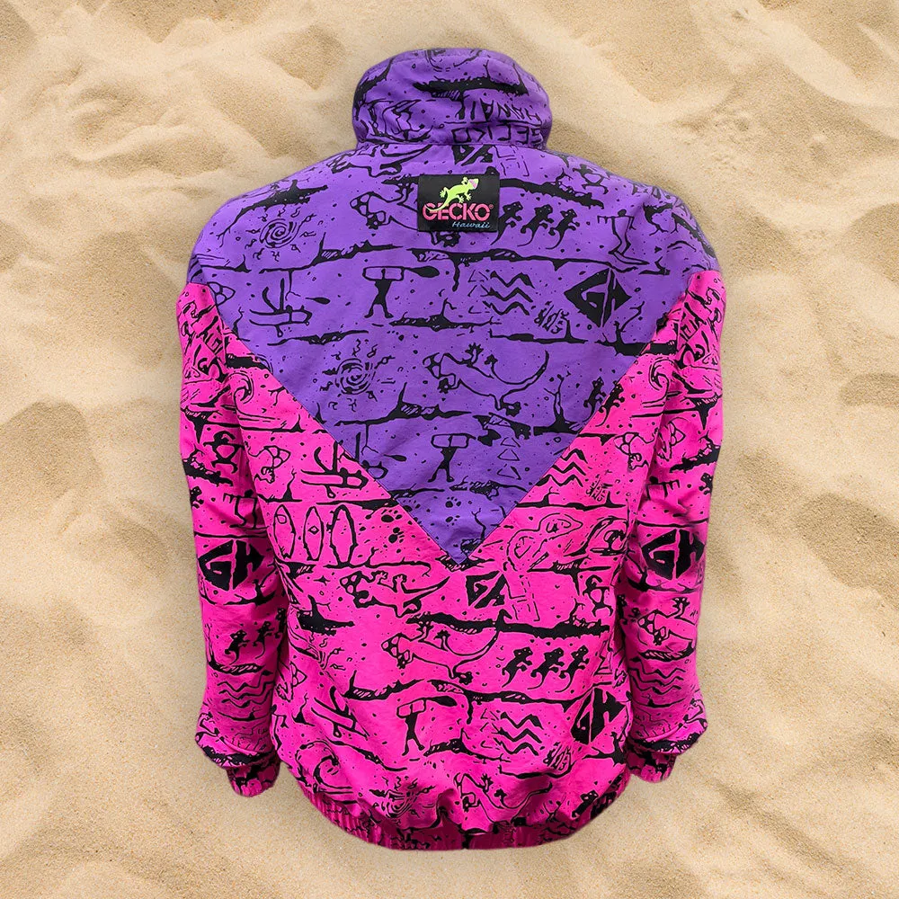 Purple/Pink Gecko Wall "V Full Zip" Windbreaker!