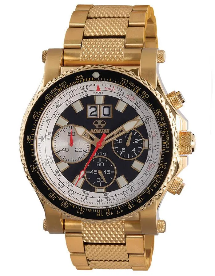 Reactor Mens Valkyrie - Gold-Tone - Chronograph - Black Dial - Superluminova