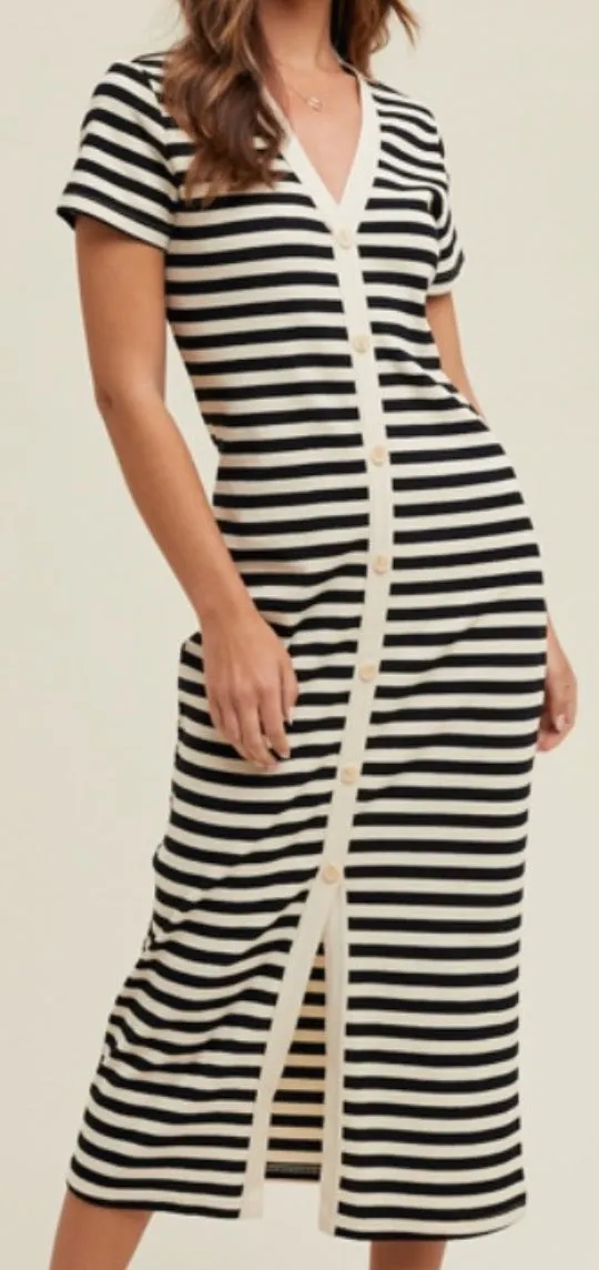 Ready Dress - Black & Ivory Stripe