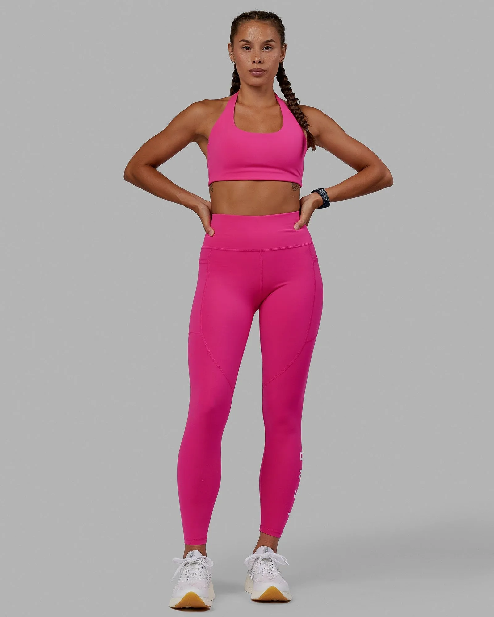 Rep Full Length Leggings - Ultra Pink-White